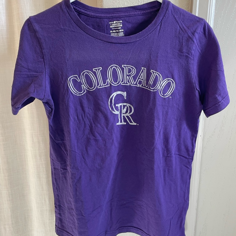 Colorado Rockies Baseball Kids Unisex Short Sleeve T Shirt - Size XL